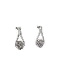 Boucles d'oreilles contemporaines en argent 925 serties de zirconiums