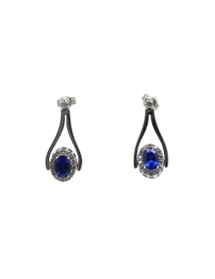 Boucles d'oreilles contemporaines en argent 925 serties de zirconiums