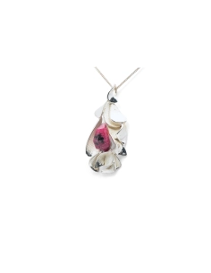 Pendentif Années 70 en argent 925 serti d'une rhodochrosite
