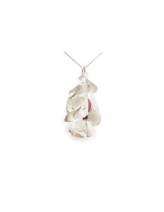 Pendentif Années 70 en argent 925 serti d'une rhodochrosite
