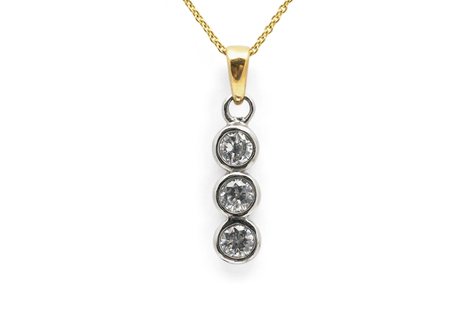 Pendentif contemporain en argent serti de zirconiums