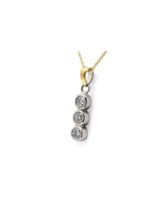 Pendentif contemporain en argent serti de zirconiums