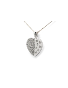 Pendentif cœur contemporain en argent 925 serti de zirconiums