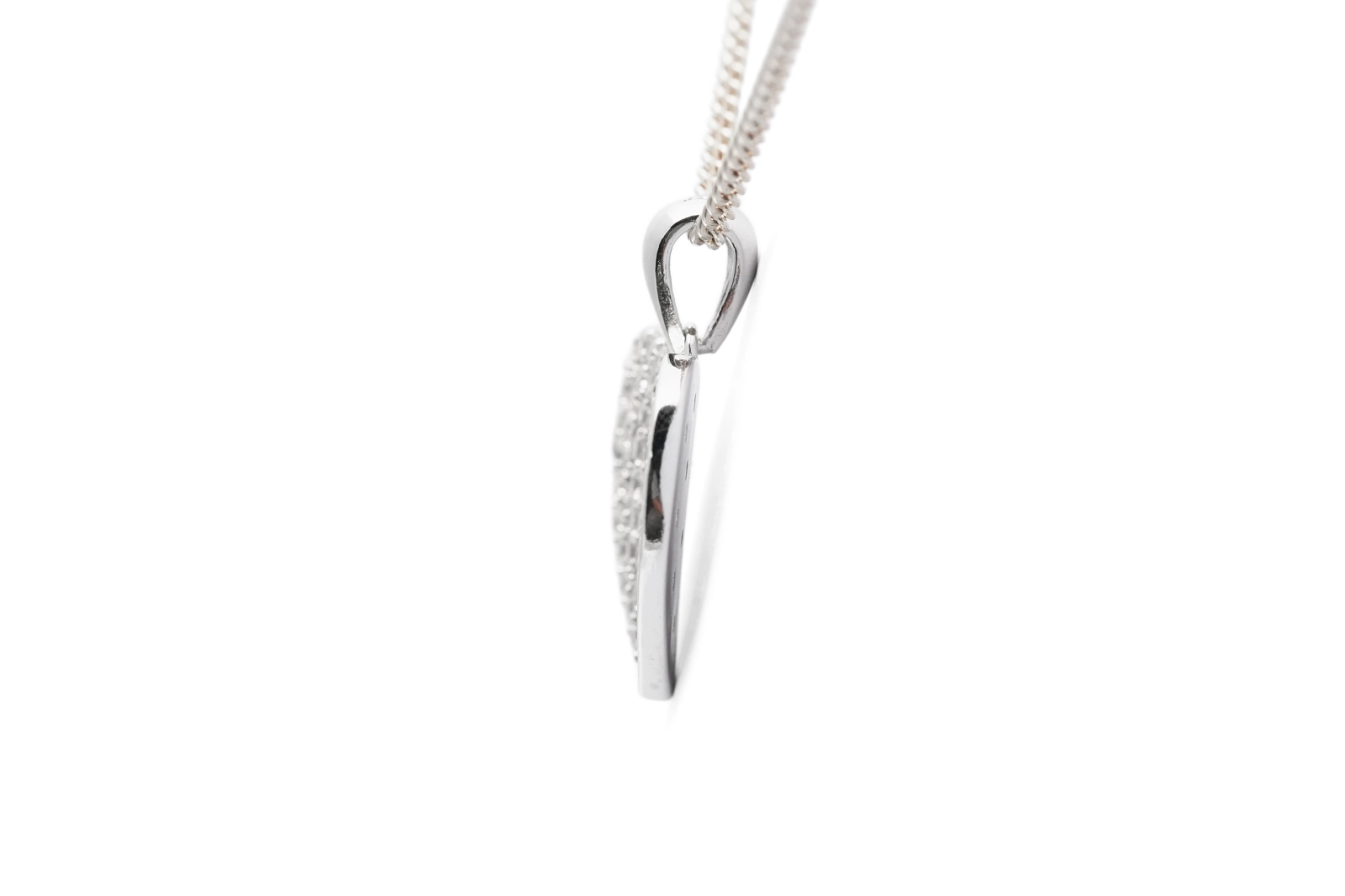 Pendentif cœur contemporain en argent 925 serti de zirconiums