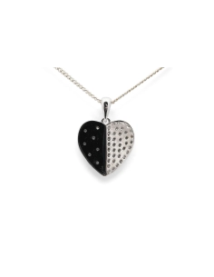 Pendentif cœur contemporain en argent 925 serti de zirconiums