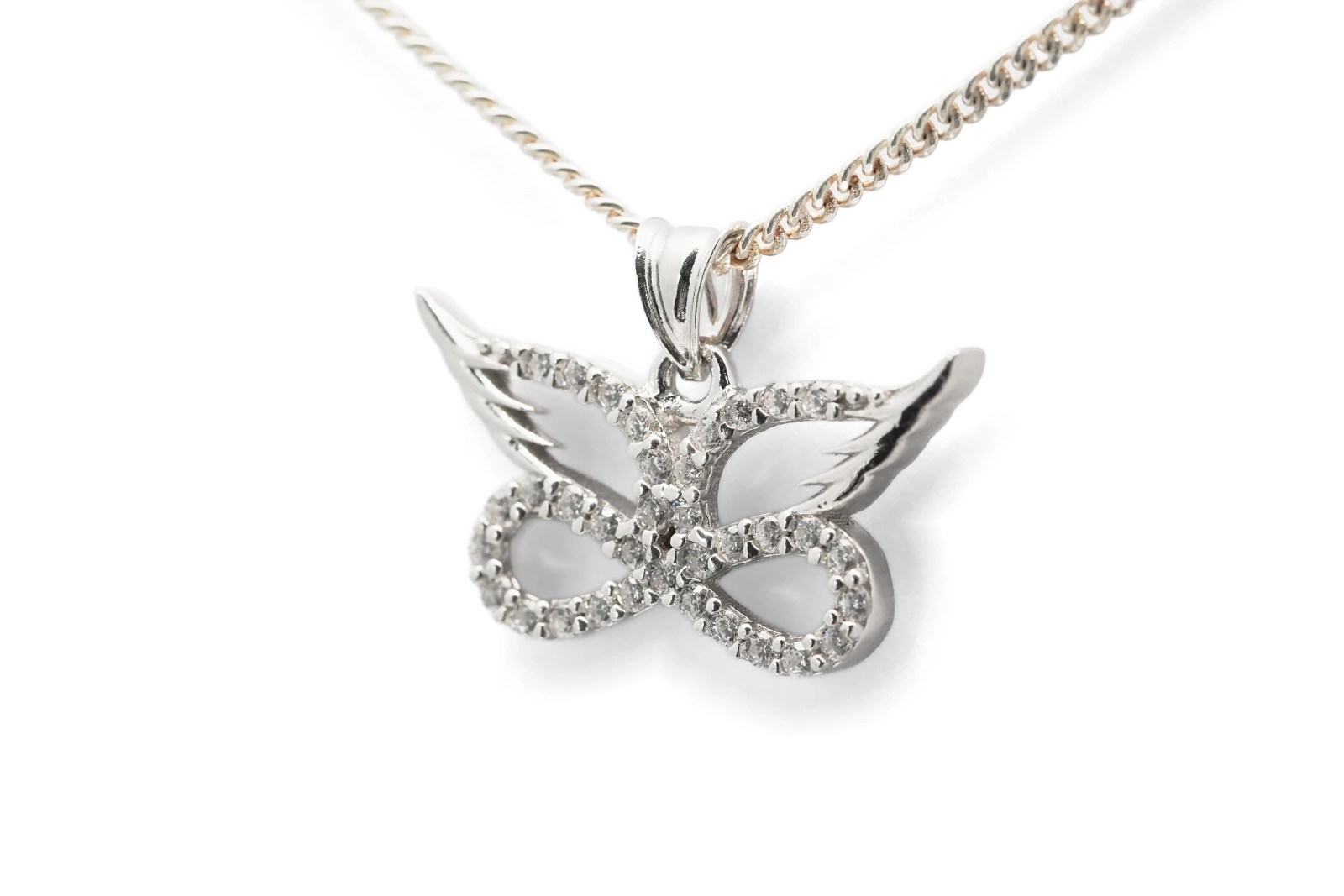 Pendentif contemporain en argent 925 serti de zirconiums