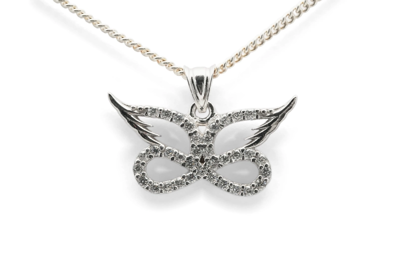 Pendentif contemporain en argent 925 serti de zirconiums