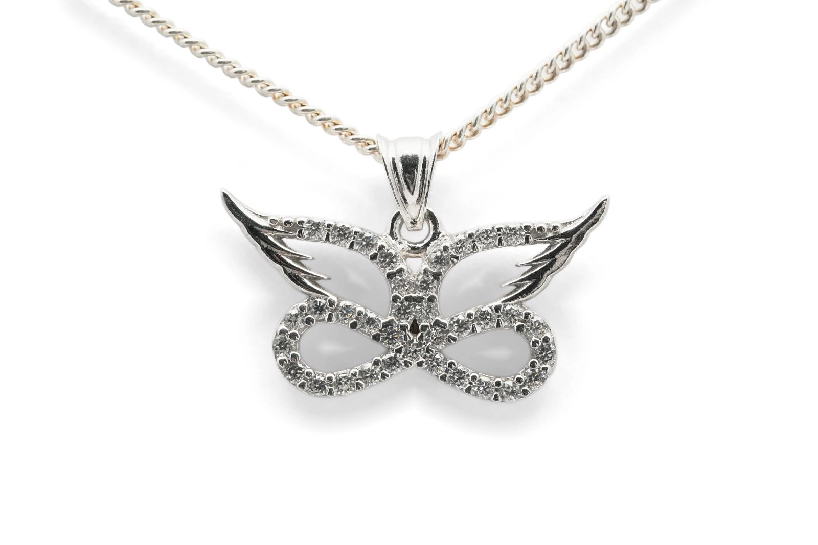 Pendentif contemporain en argent 925 serti de zirconiums