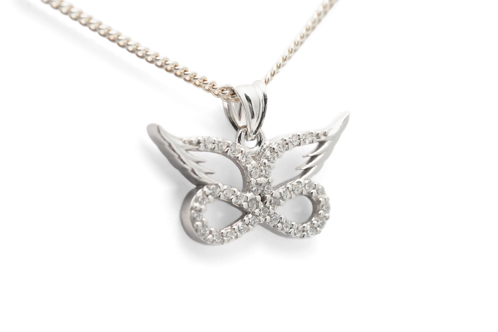 Pendentif contemporain en argent 925 serti de zirconiums