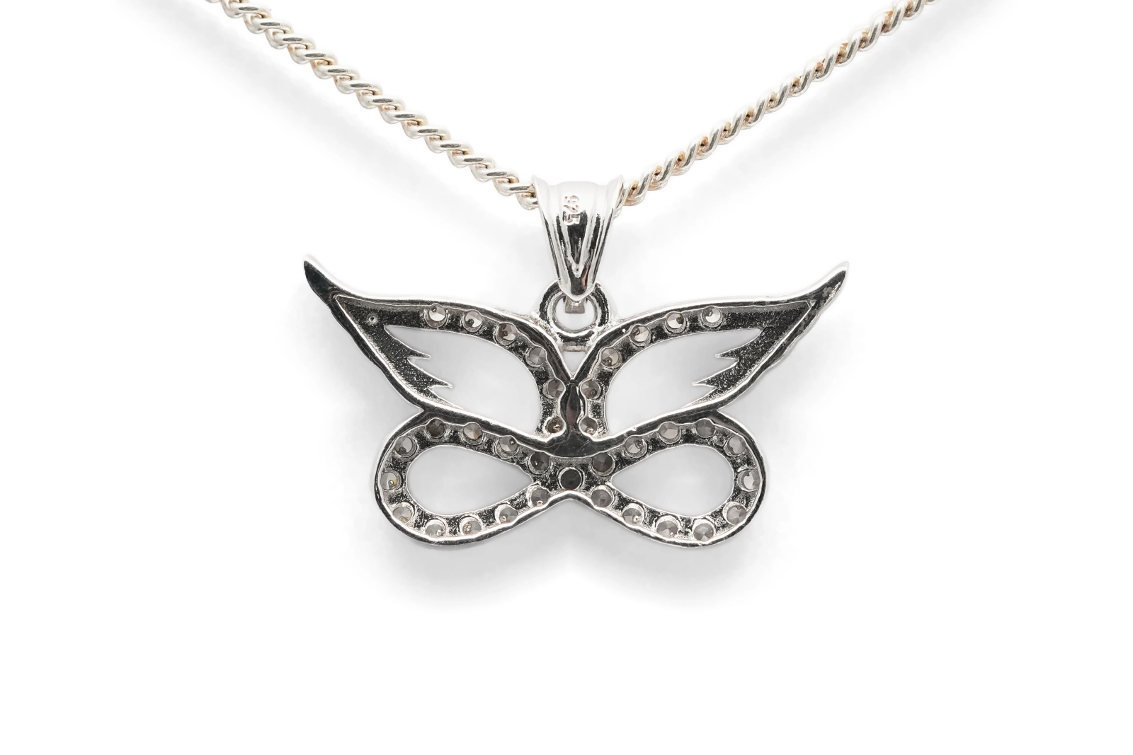 Pendentif contemporain en argent 925 serti de zirconiums