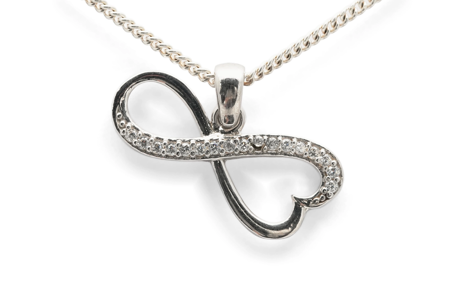 Pendentif contemporain en argent 925 serti de zirconiums