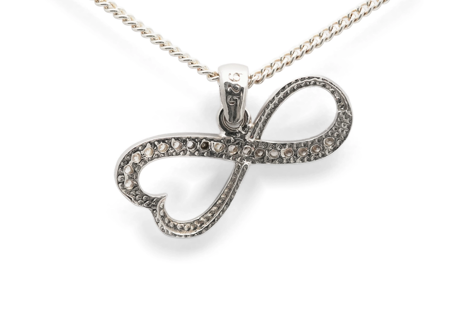 Pendentif contemporain en argent 925 serti de zirconiums