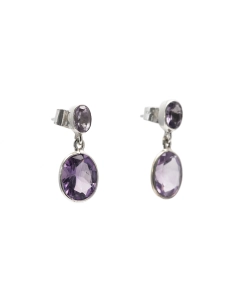 Boucles d'oreilles contemporaines en argent serties d'améthystes