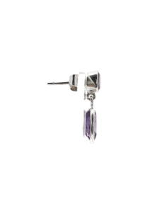 Boucles d'oreilles contemporaines en argent serties d'améthystes