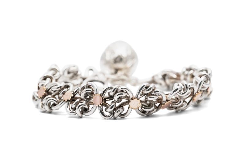 Bracelet Art Déco en argent et vermeil