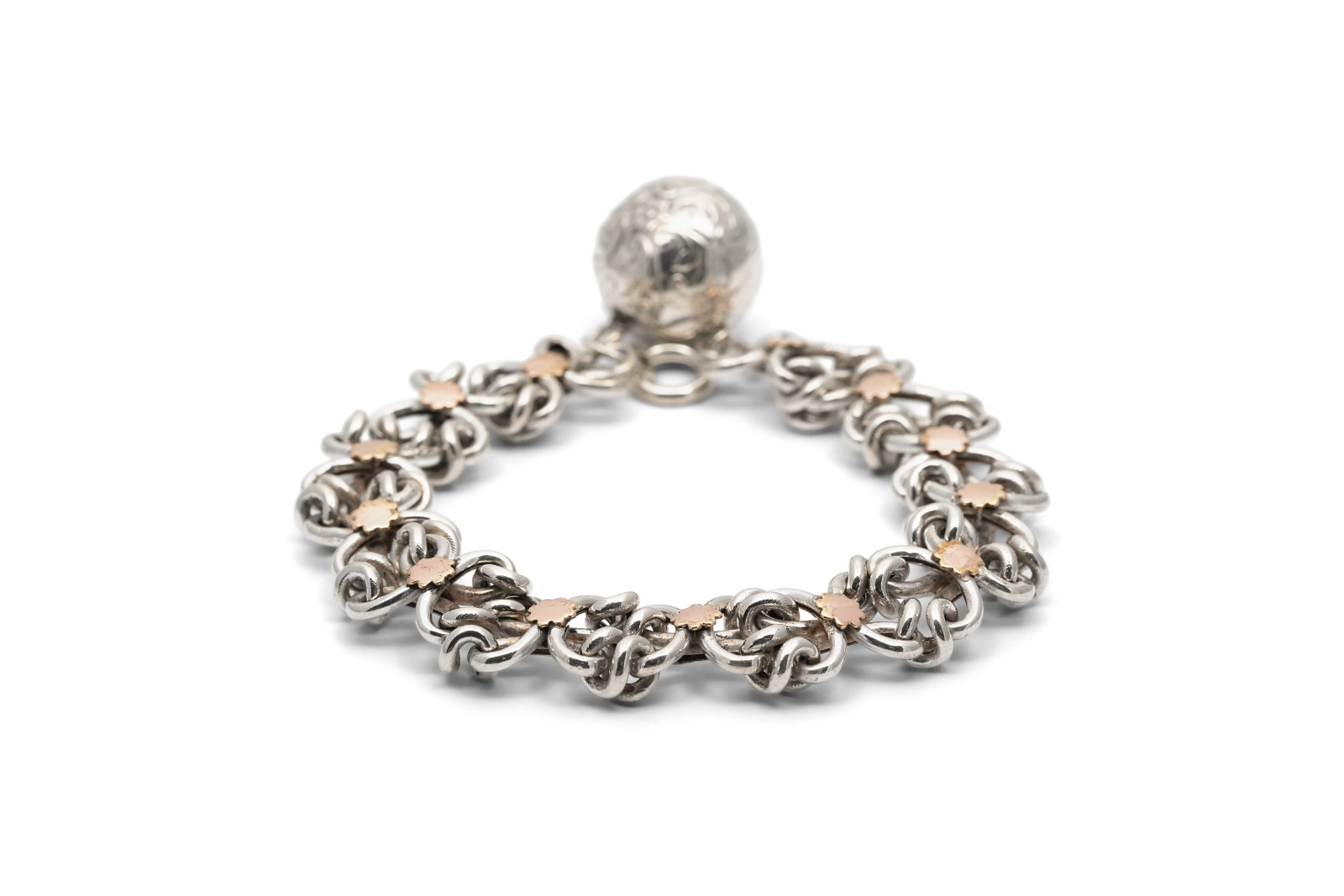 Bracelet Art Déco en argent et vermeil