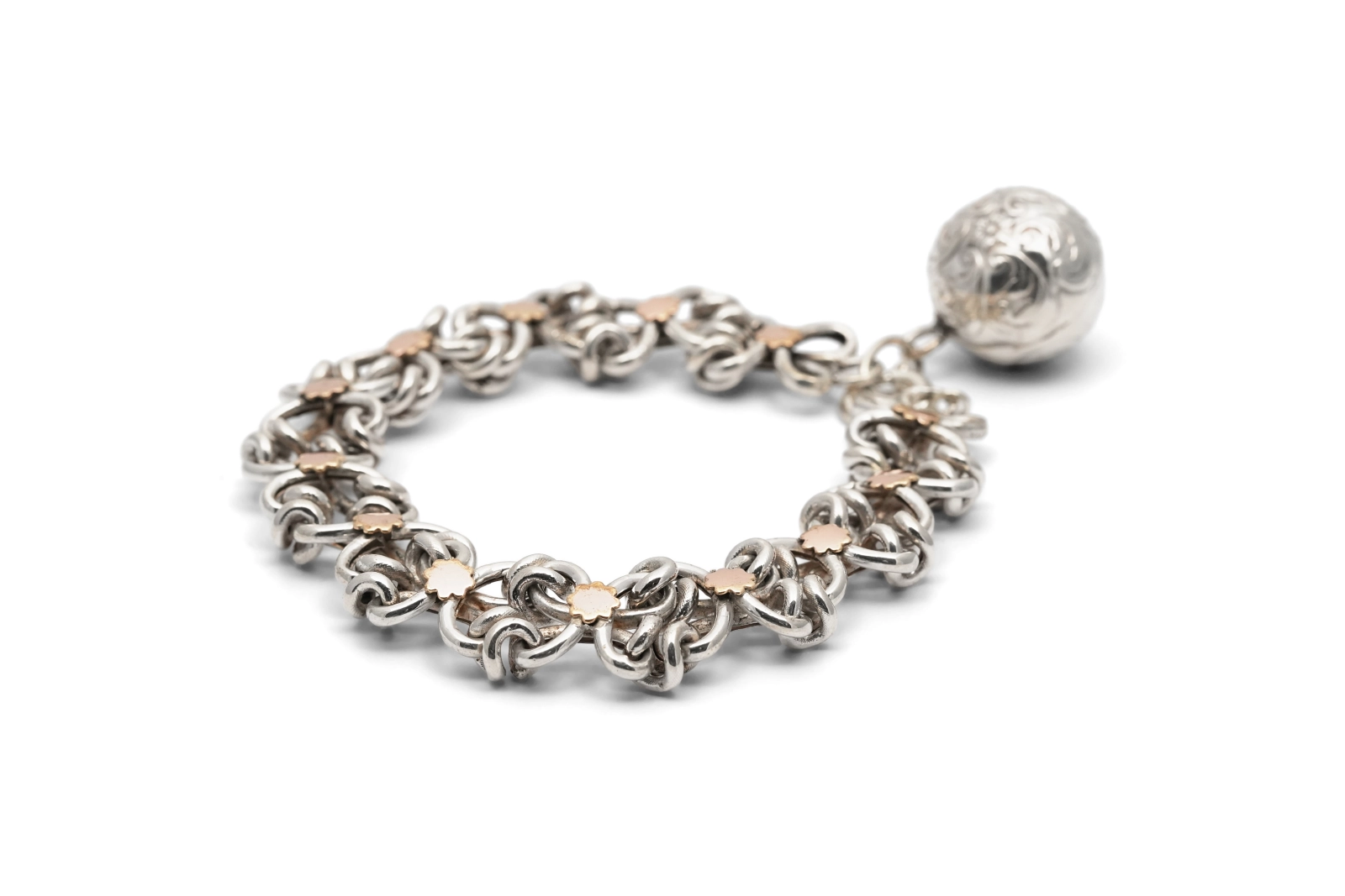 Bracelet Art Déco en argent et vermeil