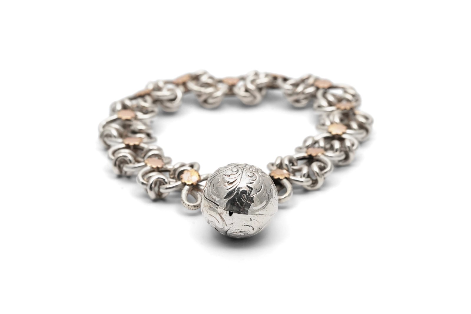 Bracelet Art Déco en argent et vermeil