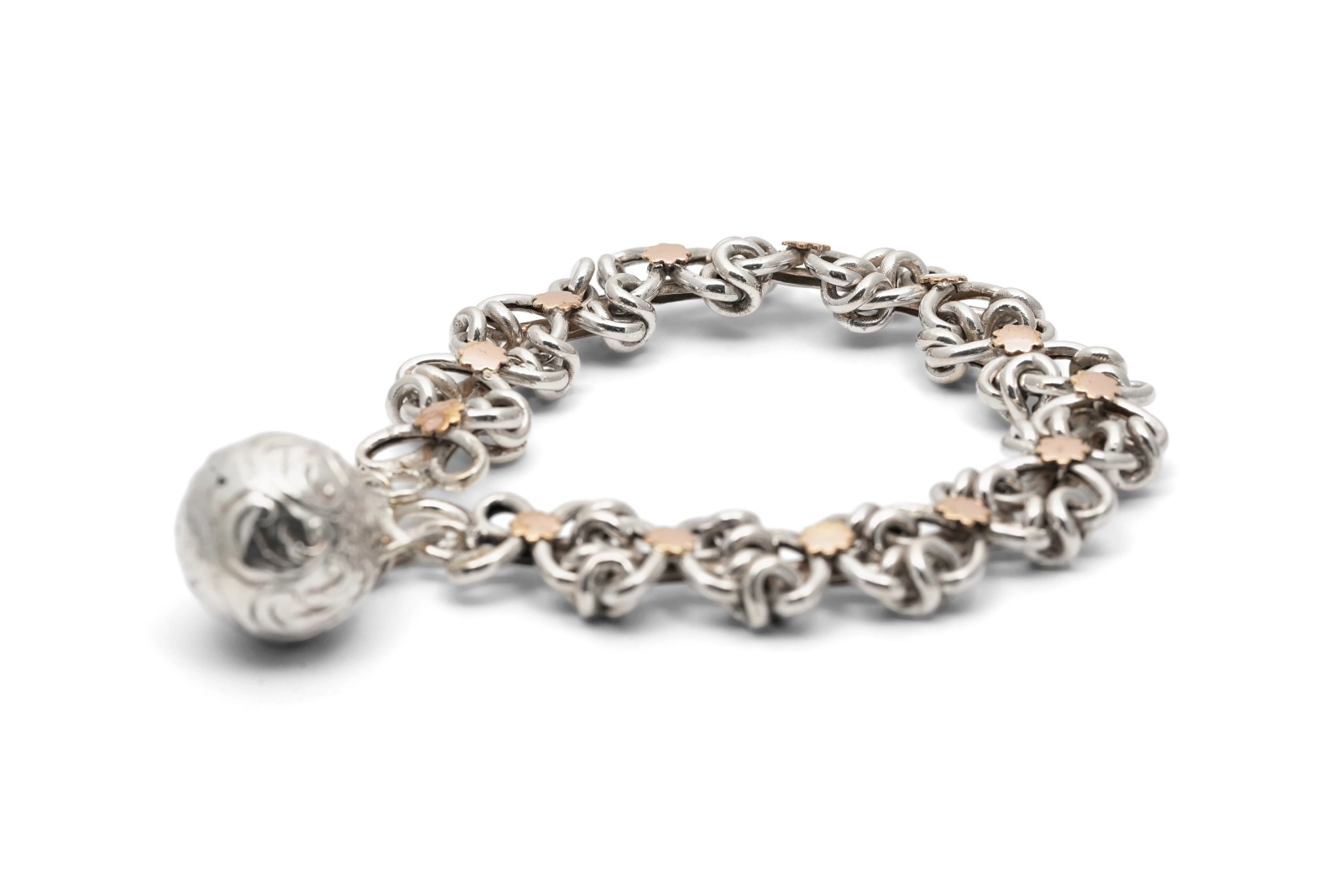 Bracelet Art Déco en argent et vermeil