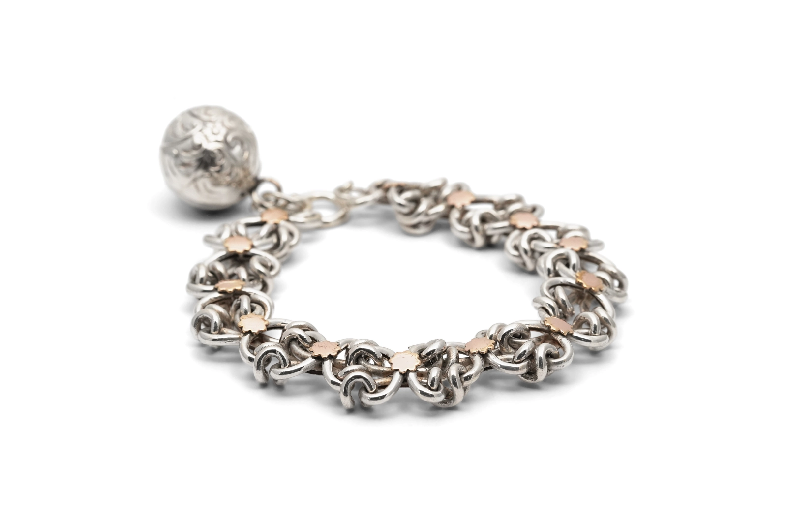 Bracelet Art Déco en argent et vermeil