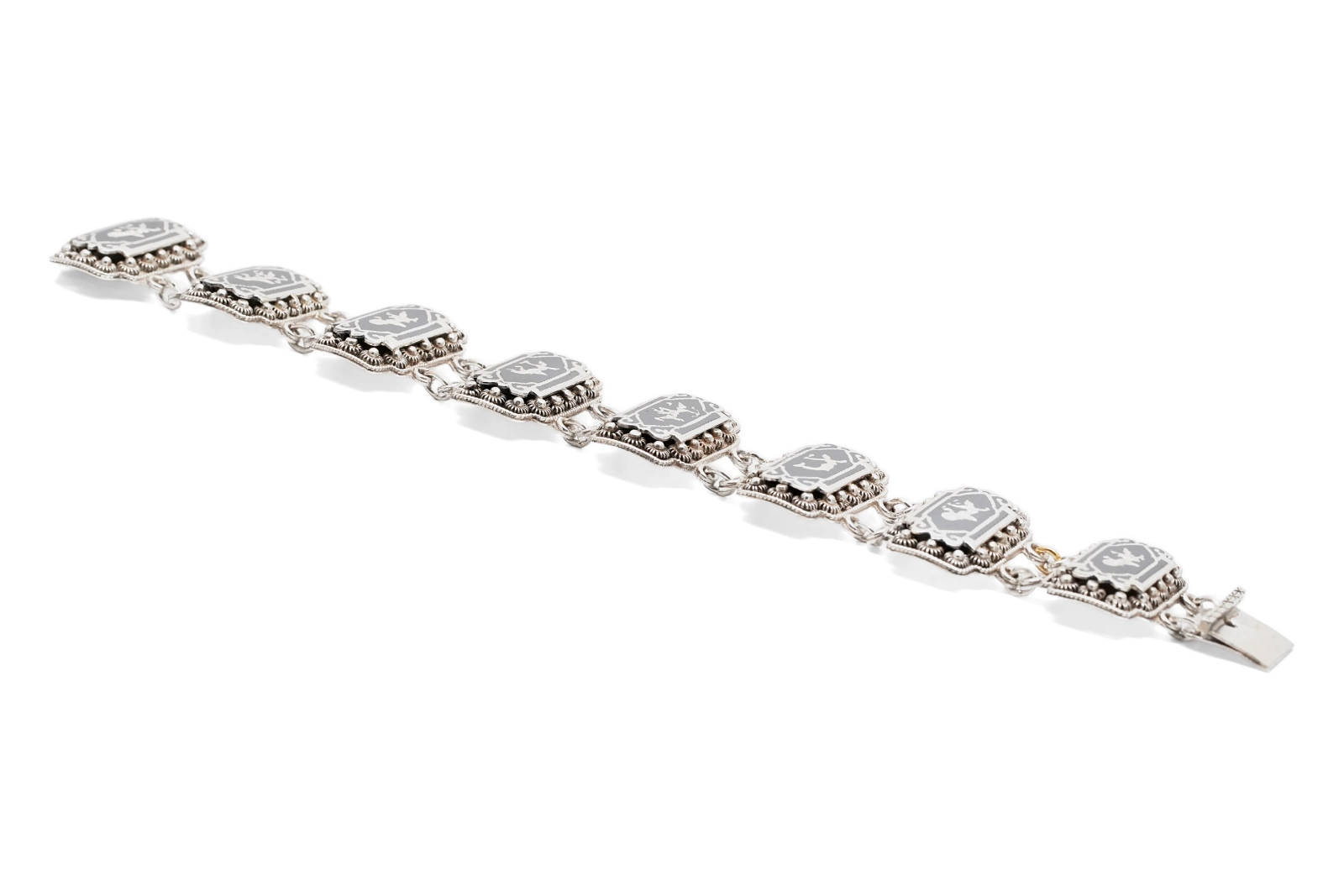 Bracelet Années 70 en argent 925 niellé