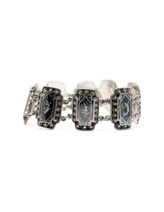 Bracelet Années 70 en argent 925 niellé