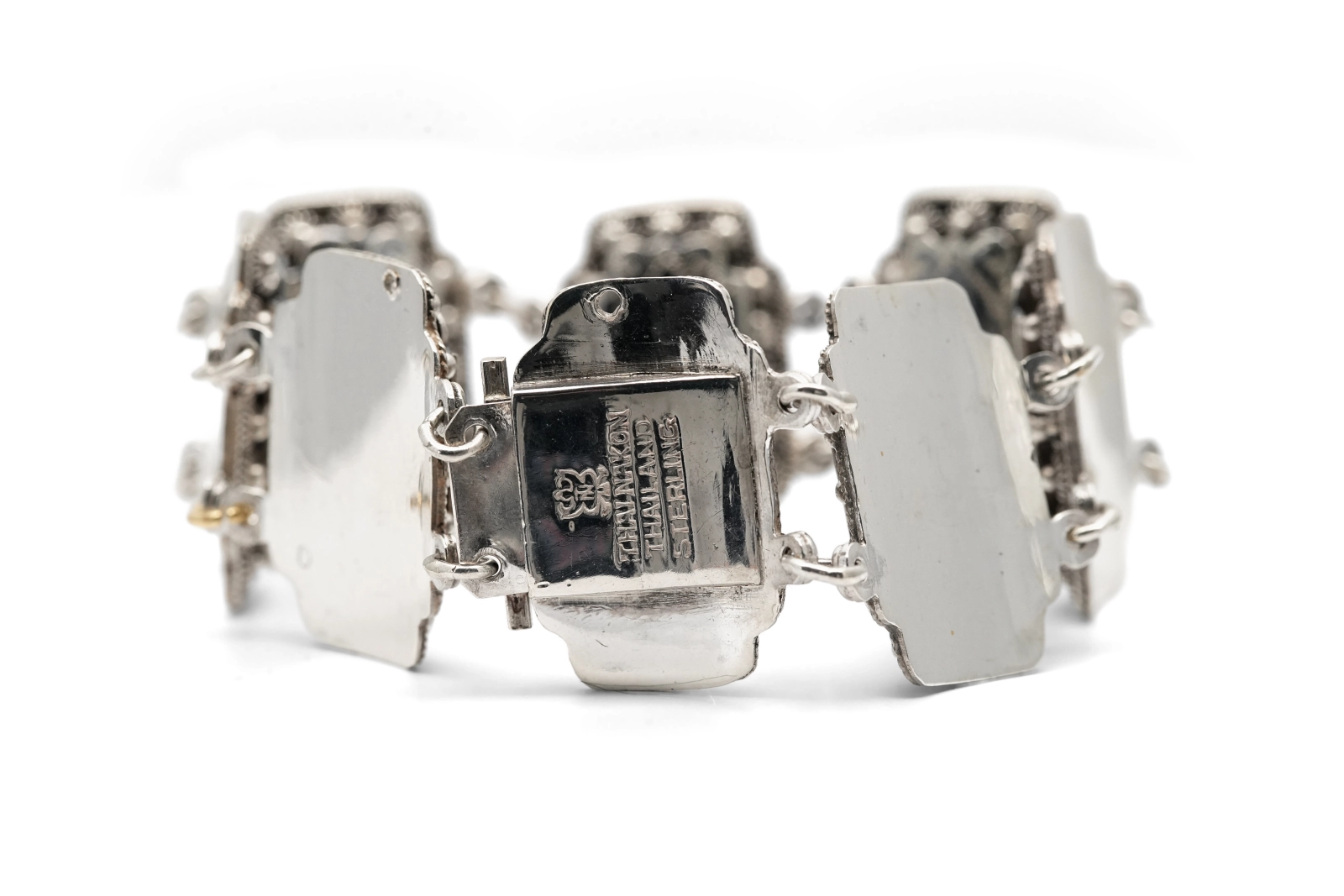 Bracelet Années 70 en argent 925 niellé