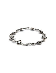 Bracelet Années 70 en argent 925 serti de zirconiums