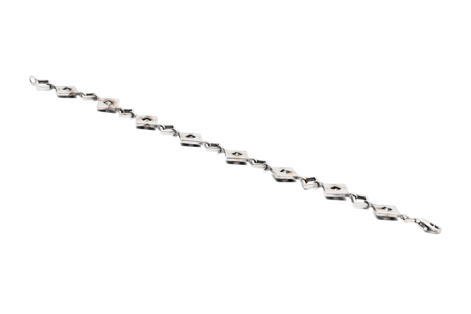 Bracelet Années 70 en argent 925 serti de zirconiums