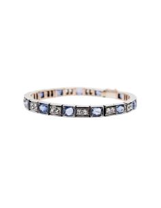 Bracelet Art Déco en or jaune 18 carats et argent serti de saphirs