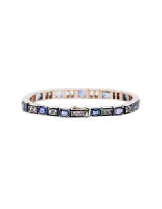 Bracelet Art Déco en or jaune 18 carats et argent serti de saphirs