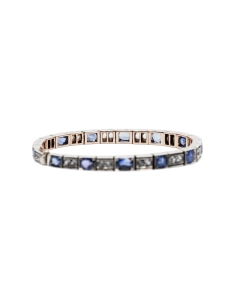 Bracelet Art Déco en or jaune 18 carats et argent serti de saphirs