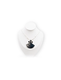 Collier Années 70 en argent 835 serti d'onyx