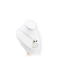 Collier Années 70 en argent 835 serti d'onyx