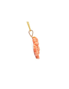 Pendentif Années 70 en or jaune 18 carats fait de motifs floraux en corail
