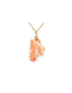 Pendentif Années 70 en or jaune 18 carats fait de motifs floraux en corail