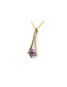 Pendentif Années 70 en or jaune 8 carats serti d'une améthyste