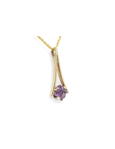 Pendentif Années 70 en or jaune 8 carats serti d'une améthyste