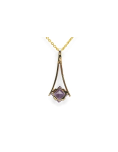 Pendentif Années 70 en or jaune 8 carats serti d'une améthyste