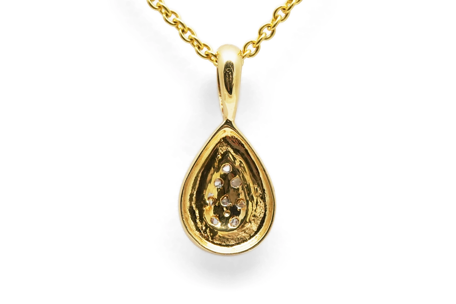 Pendentif contemporain en or jaune 18 carats serti de diamants taille "brillant" (+-0.20ct)