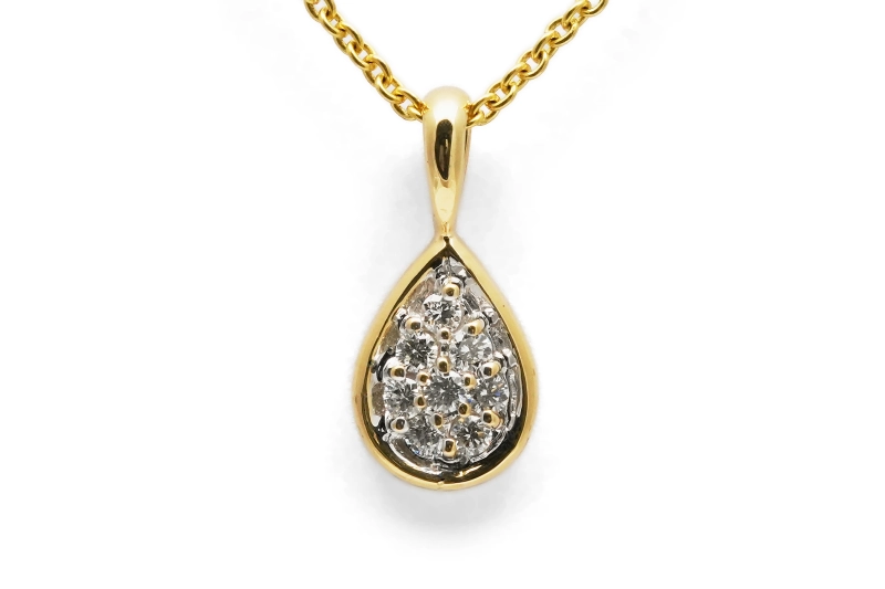 Pendentif contemporain en or jaune 18 carats serti de diamants taille "brillant" (+-0.20ct)