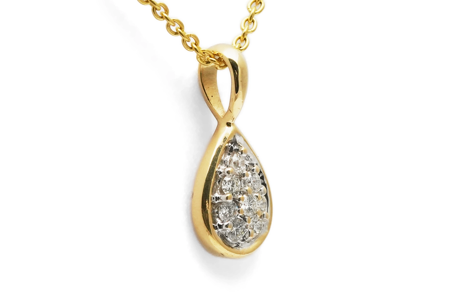 Pendentif contemporain en or jaune 18 carats serti de diamants taille "brillant" (+-0.20ct)