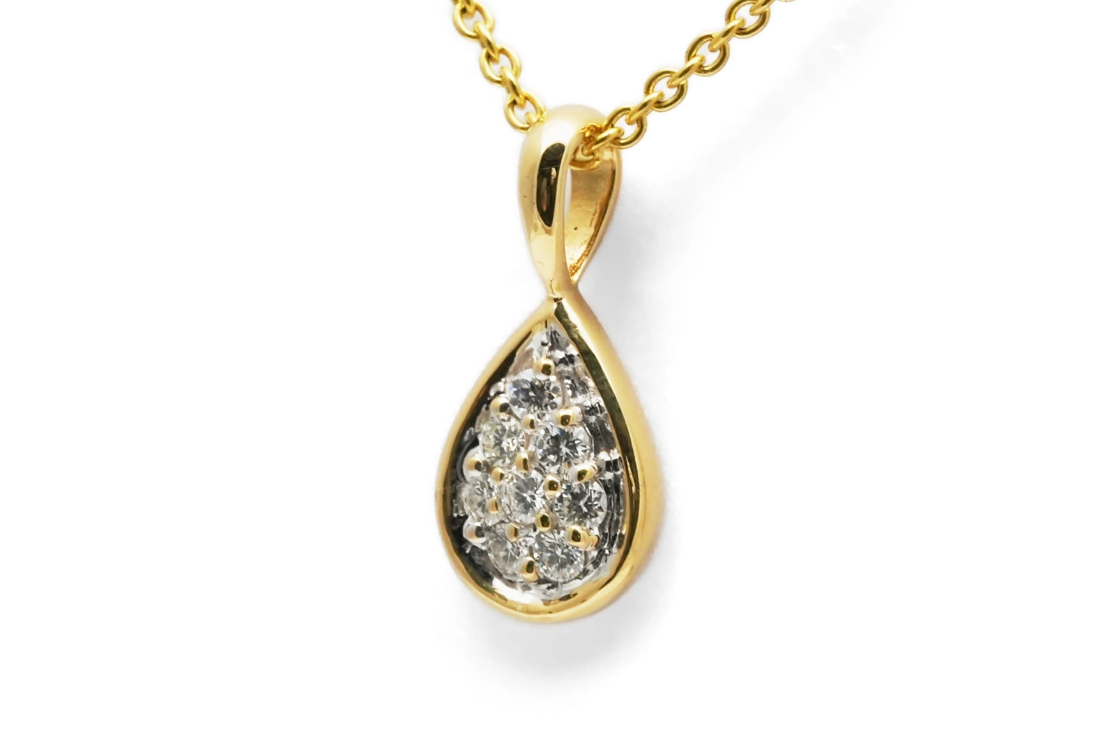 Pendentif contemporain en or jaune 18 carats serti de diamants taille "brillant" (+-0.20ct)