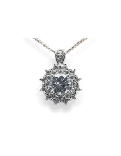 Pendentif contemporain en argent 925 serti de zirconiums