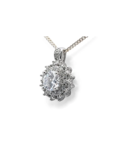Pendentif contemporain en argent 925 serti de zirconiums