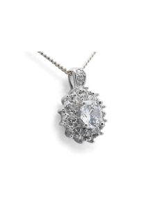 Pendentif contemporain en argent 925 serti de zirconiums