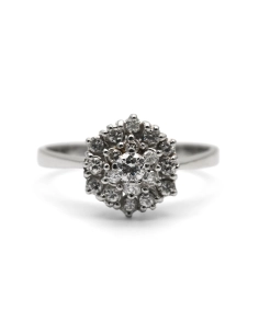 Bague Années 70 en or blanc 18 carats sertie de diamants taille "brillant" (+-0.76 ct)