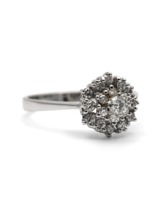 Bague Années 70 en or blanc 18 carats sertie de diamants taille "brillant" (+-0.76 ct)