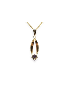 Pendentif Années 70 en or jaune 8 carats serti d'une améthyste