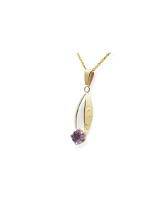 Pendentif Années 70 en or jaune 8 carats serti d'une améthyste
